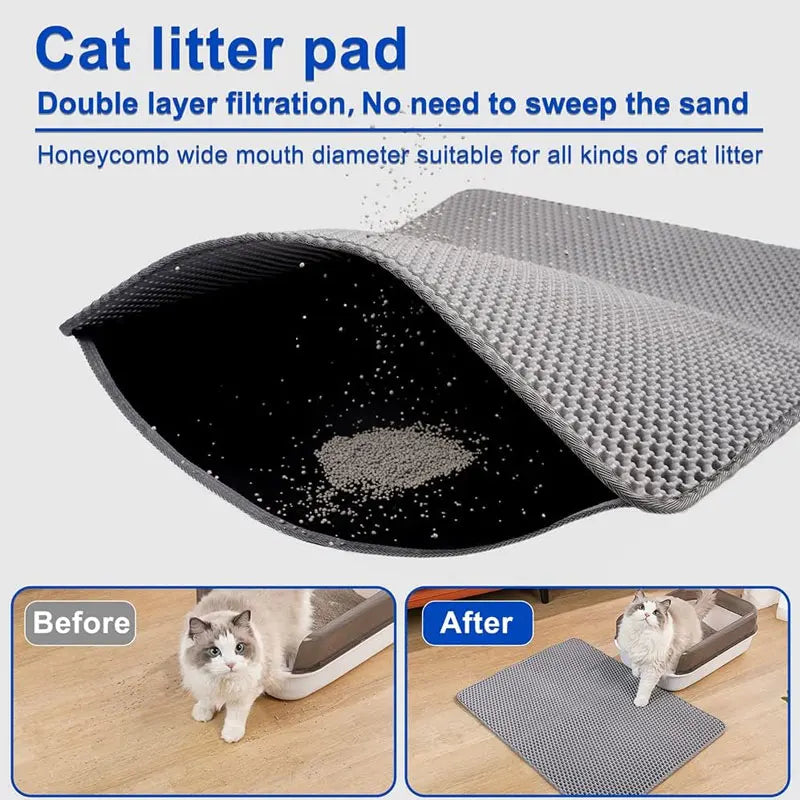 Double-Layer Cat Litter Mat - Waterproof Trapping Mat
