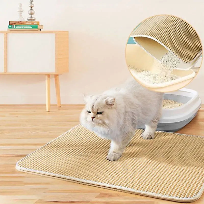 Double-Layer Cat Litter Mat - Waterproof Trapping Mat